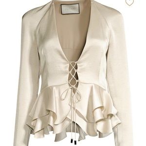 Alexis Reagan Lace-Up Ruffle Peplum Top